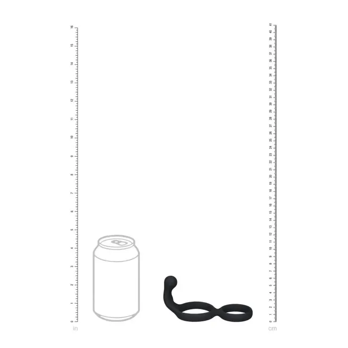 Silicone Double Cockring with Anal Stimulator - Black Photo