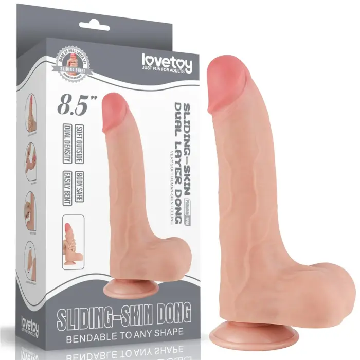 Sliding Skin dvigubo sluoksnių dildo – 21.5 cm (8.5″) – Kūno spalva