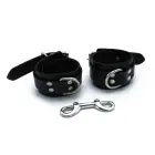Black Leather Chain-Linked Cuffs — Photo 4