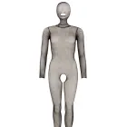 Tīkliņa catsuit ar masku un atvērtu starpkāju – melns – S/L Foto 6