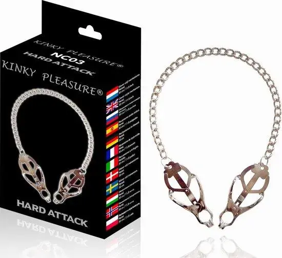 Kinky Pleasure Hard Attack Adjustable Nipple Clamps – Silver
