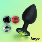Camileo Anal Plug with Four Interchangeable Jewels – L – 9.5 cm (3.7″) – Black — Photo 8
