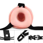 Õõnes vibreeriv strap-on – unisex, realistlik tekstuur, harness komplektis – 16,5 cm — Foto 6