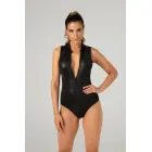 Christine Xenna – 2-way zipper wet look bodysuit – black – XL — Photo 1