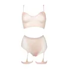 Divdaļīgs krūštura komplekts ar zeķturiem – rozā – One Size Foto 7