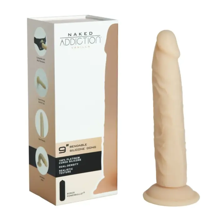 Naked Addiction Silicone Bendable System Dual Layer Dildo – 22.8 cm (9″) – Skin