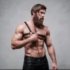Fetish Submissive Attitude Men’s Crossed Shoulder Vegan Leather Harness – One Size – Black — Photo 6