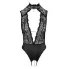 Abierta Fina Lace and Satin Bodysuit – Black – XL — Photo 8