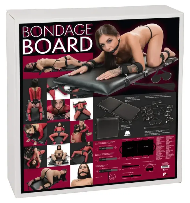 Bondage Board – foldable restraint board with cuffs, gag, flogger and blindfold