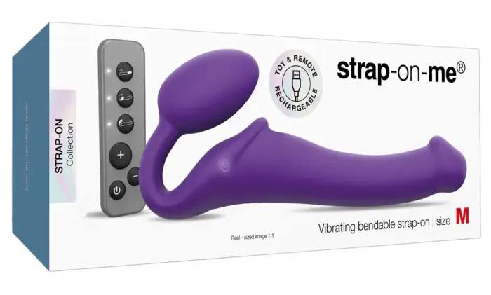 Вибрирующий страпон M – 15.2 cm (6″) – фиолетовый