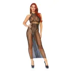 Сетчатое платье с бретелями на шее и открытой спиной – чёрное – One Size — Фото 3