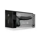 Rievots dobs strap-on ar bumbām – melns Foto 1