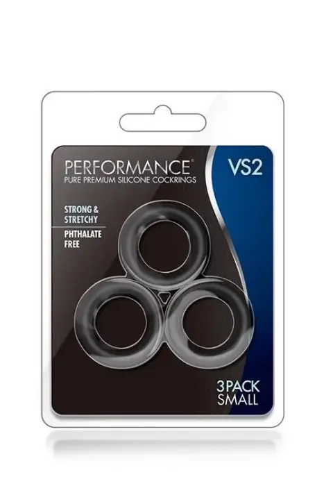 Performance VS2 Cock Rings – set of 3 premium silicone cock rings – small – black