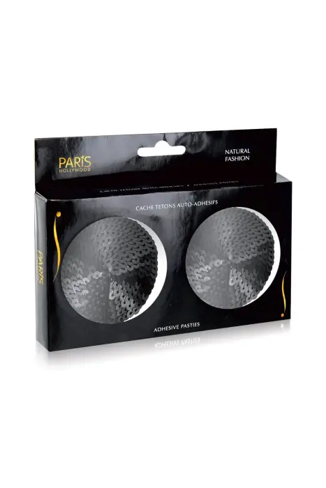 Apaļi krūšu uzlīmju komplekti ar mirdzumu un pomponiem – melni – Viens izmērs Foto 2