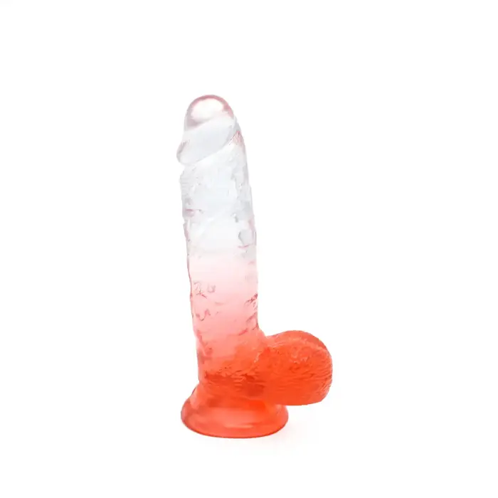 Kiotos Cox krāsains dildo ar piesūcekni – 18.5 cm (7.3″) – Caurspīdīgs/Sarkans