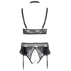 Cottelli CURVES Wireless Bra and Crotchless Suspender Briefs Set with Chains – Black – 4 XL — Photo 8