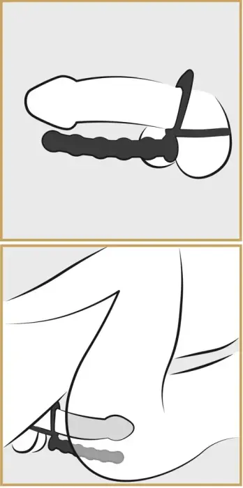 Black Velvets peenise ja munandite rõngas koos anaalhelmestega – 19 cm – Black Photo