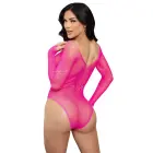 Leg Avenue Mesh Bodysuit with Rhinestones – Pink – One Size — Photo 2