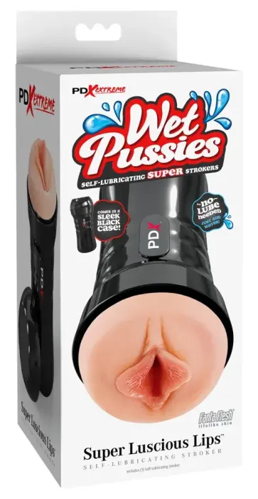 PDXE Wet Pussies Super Luscious Lips vagīnas masturbators – 21.6 cm (8.5″) – miesas krāsa