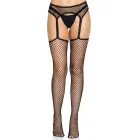 Leg Avenue Net Stockings with Trimmed Garter Belt – Black – One Size — Photo 3