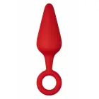 FORTO F-10 silikona anālais spraudnis Large Red ar izvelkamu gredzenu – 12.7 cm – Sarkans — Foto 2