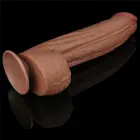 LoveToy King Sized Sliding Skin Dual Layer Dong – reālistisks dildo – TPE – brūns – 30,5 cm — Foto 6