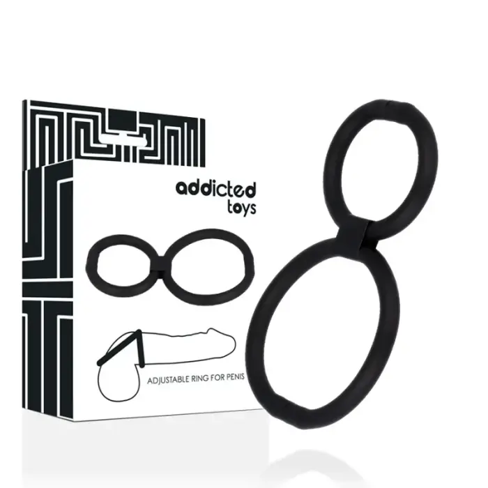 Addicted Toys Adjustable Dual Silicone Rings – Black