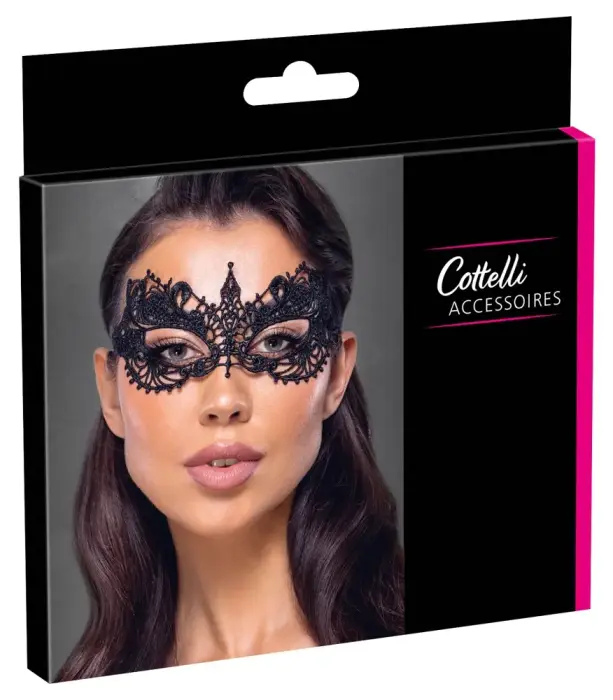 Cottelli Accessoires Black Embroidered Mask with Eye Openings – Black