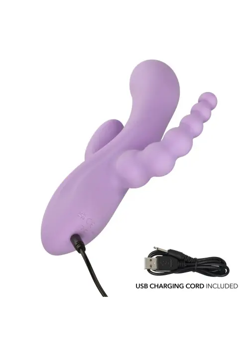 Elastīgs Triple Rumbler vibrators – 18 cm (7″) – violets Foto 6