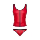 Vyriškas wetlook marškinėliai be rankovių ir stringų komplektas su dekoratyvia priekine juosta – raudonas – S Photo