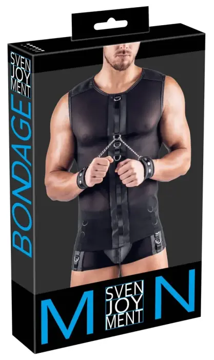 Svenjoyment Bondage Mesh Shirt with Handcuffs – Black – S