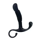 OptiMALE Ribbed – рельефный силиконовый массажёр простаты с кольцом – чёрный – 11,4 см — Фото 4