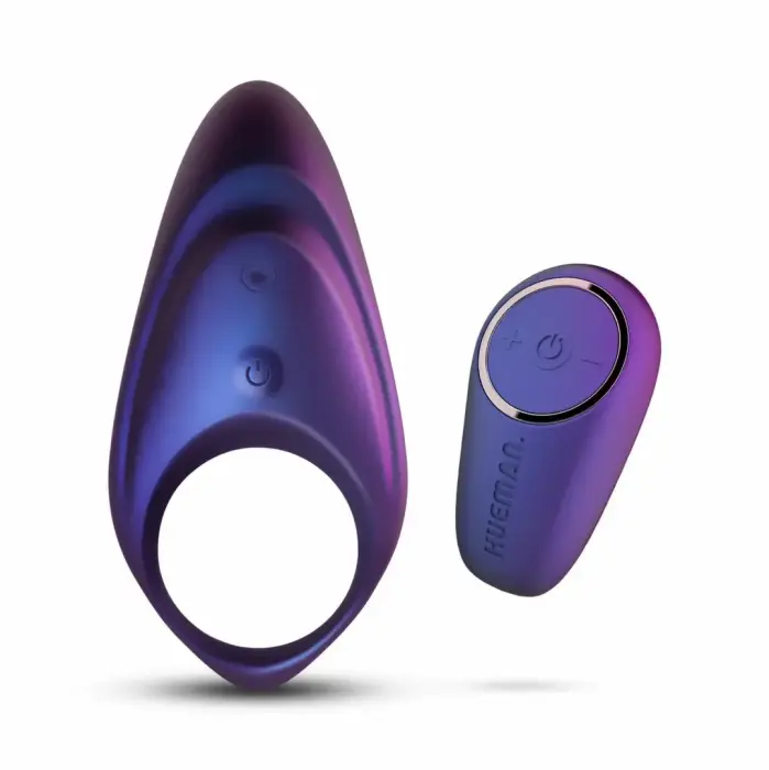 Hueman Neptune Vibrating Intimate Ring with Remote Control, Waterproof – Blue