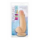 AU NATUREL Fat Boy 7" – dvigubo tankio Sensa Feel lankstus dildo su siurbtuku – smėlio – 17,8 cm — Nuotrauka 1