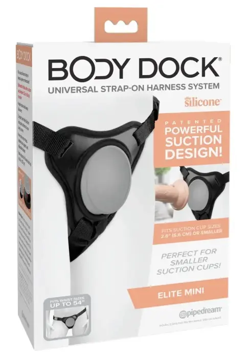 Pipedream Body Dock Elite Mini – strap-on harness with suction dock – black