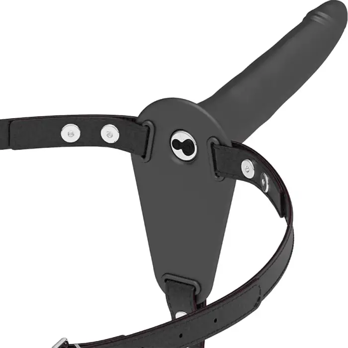 Страпон-вибратор Fetish Submissive Silicone Strap-On System – 15 см – черный