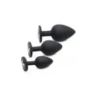 XR Brands Dirty Words Silicone Plug Set – 3 Sizes – Black — Photo 1