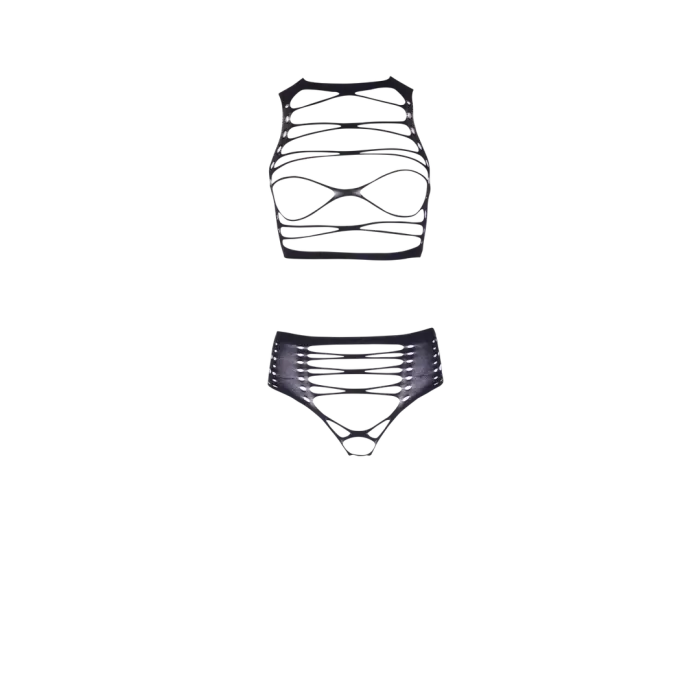 Helike Two Piece Set with Open Cups, Crop Top and Pantie – One Size Photo