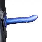 Ouch! Teksturēts izliekts dobs strap-on – metāliski zils – 8 / 20 cm Foto 3