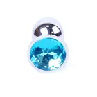 Plug-Jewellery Silver Anal Plug with Light Blue Gem – 7 cm (2.8″) — Photo 1