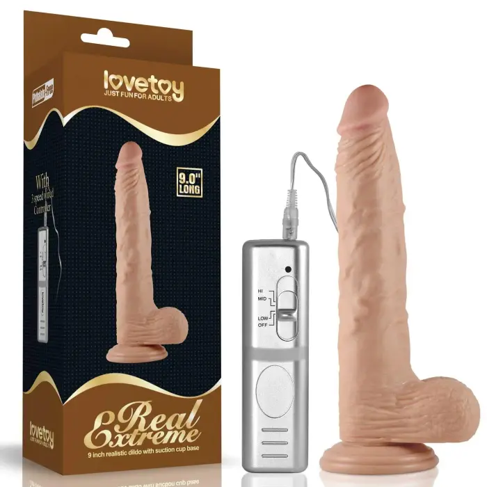 LoveToy Real Extreme – вибрирующий дилдо – 9 дюймов