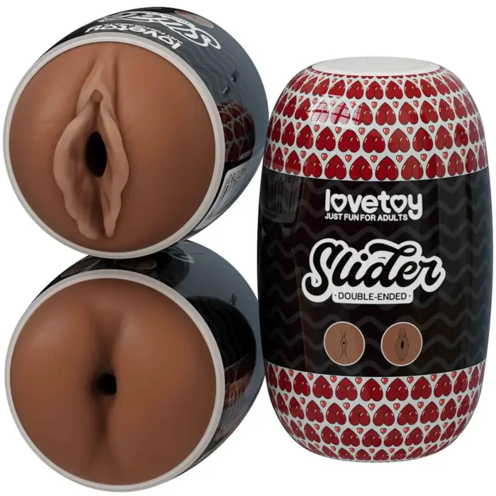 Slider Double-Ended Masturbator Ass and Vagina - Brown