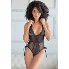 Dreamgirl Lace & Mesh Knot Romper – Black – L/XL — Photo 3