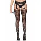 Leg Avenue Lace Stockings with Attached Garter Belt – Black – One size — Photo 2