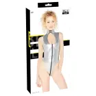 Black Level серебристое виниловое боди с высоким воротником и шнуровкой – XL Фото num