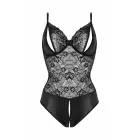 Christine Vesper Wetlook Bodysuit with Lace Accents – Black – L/XL — Photo 4