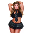 Baci Queen Size Plaid skolas stila kostīmu komplekts – melns krūšturis un aksesuāri — Foto 1