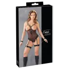 Cottelli Collection mežģīņu un wet look bodijs ar atvērtām krūšu daļām un regulējamām lencītēm – melns – S — Foto 1