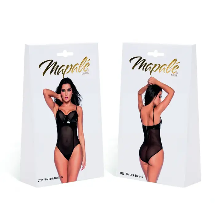 Bodysuit with Vinyl and Mesh – Black – XL