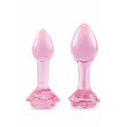 b-Vibe Pink Roses – borosilikata stikla anālo spraudņu treniņkomplekts ar rozes pamatni – 2 gab. – rozā — Foto 2